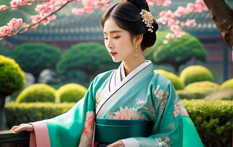 공승연 연기력 성장 과정 - **Prompt 1: Historical Serenity**
    A graceful young Korean woman, with an elegant and serene expr...